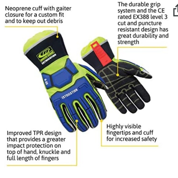 Ringers Gloves Extrication Gloves, Cut-Resistant Gloves with Durable Grip, 3XL - Picture 2 of 9